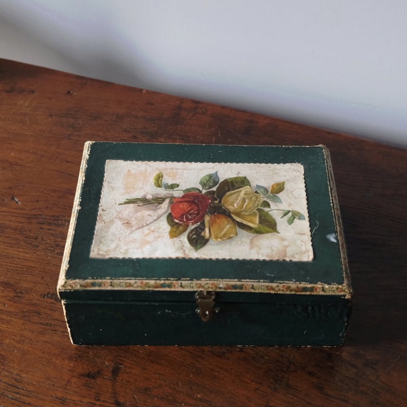 木箱 糸箱 小物入れ 箱 薔薇 ブーケ フランス アンティーク 木箱 糸箱 小物入れ 箱 薔薇 ブーケ フランス アンティーク