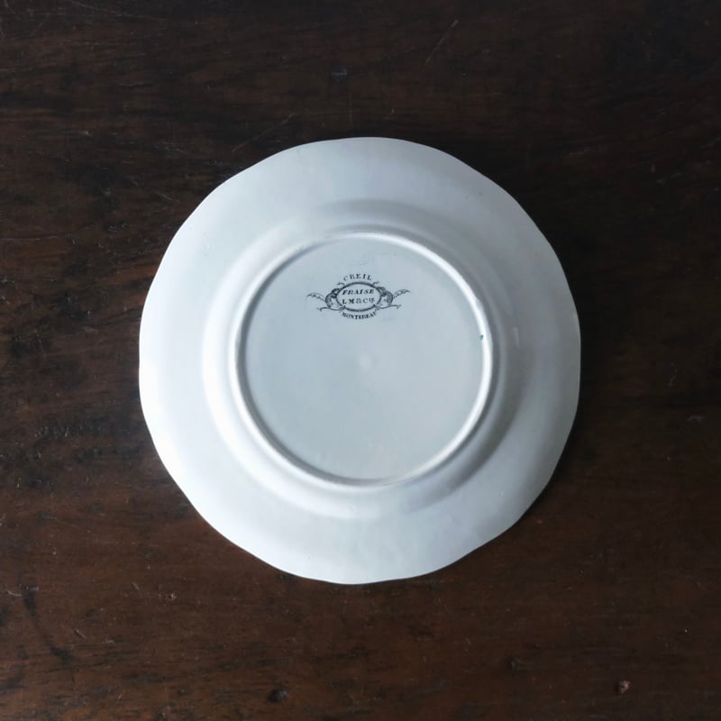 Creil&Montereau Fraise ジョルジュサンド 彩色 いちご レリーフ皿 平皿