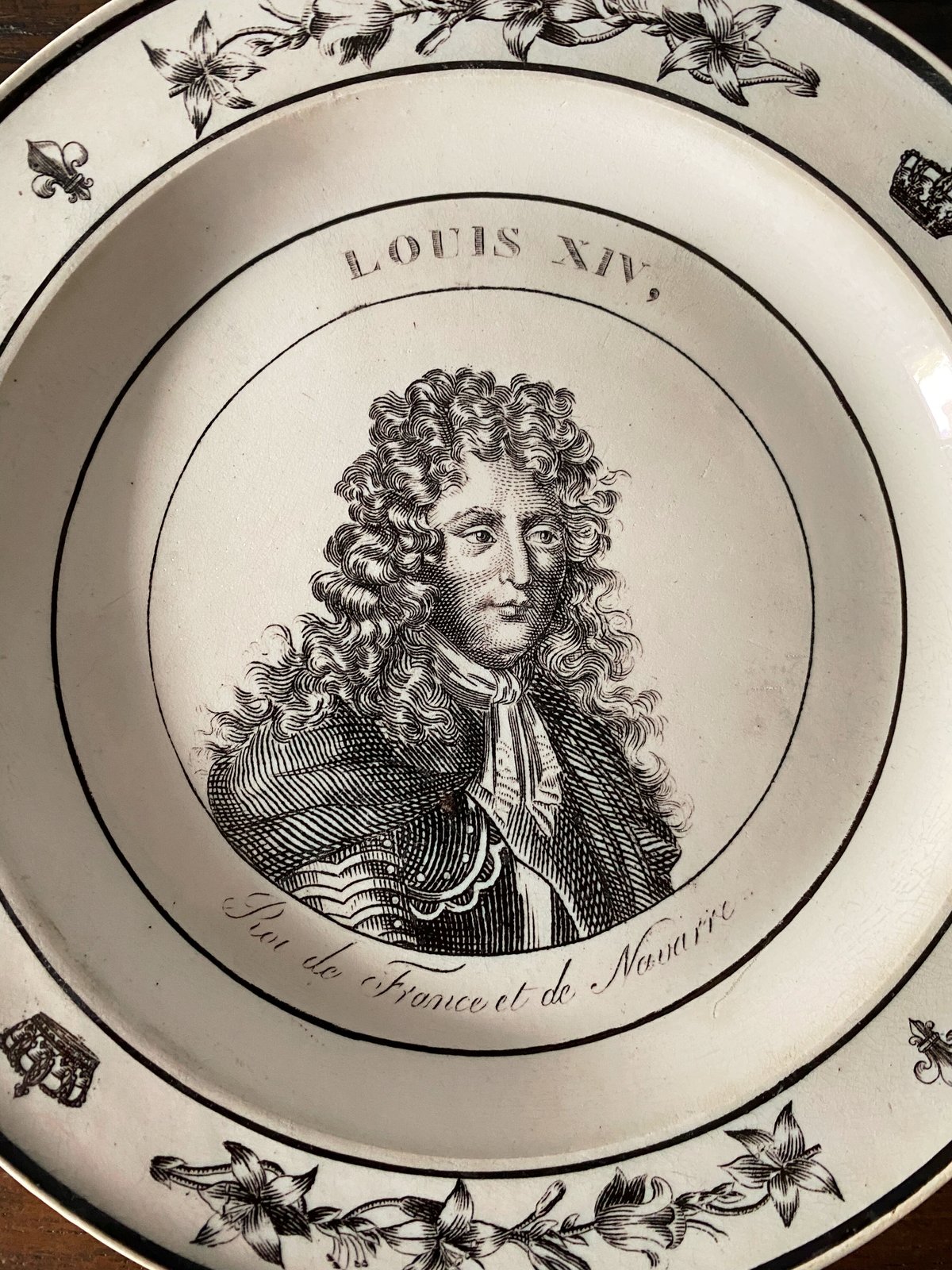 Louis XIV ルイ14世 肖像 グリザイユ 平皿 リム皿 フランス
