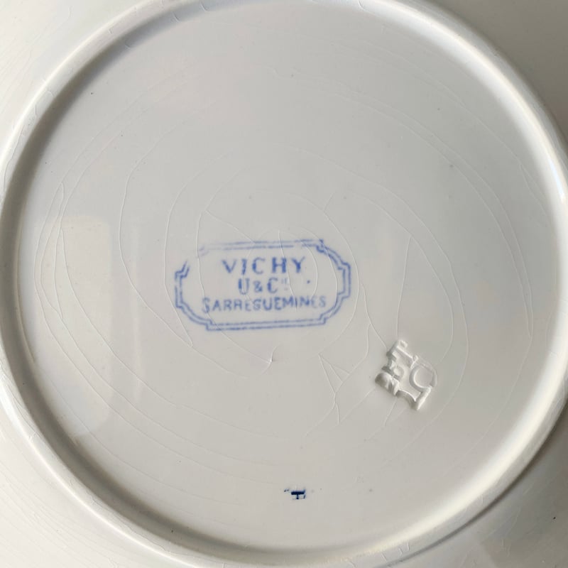 U&C SARREGUEMINES サルグミンヌ VICHY クローバー 平皿 リム皿 デザー