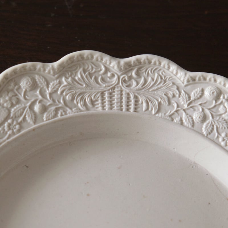 イギリス 塩釉炻器 salt glazed stoneware レリーフ皿 平皿 リム皿 φ2