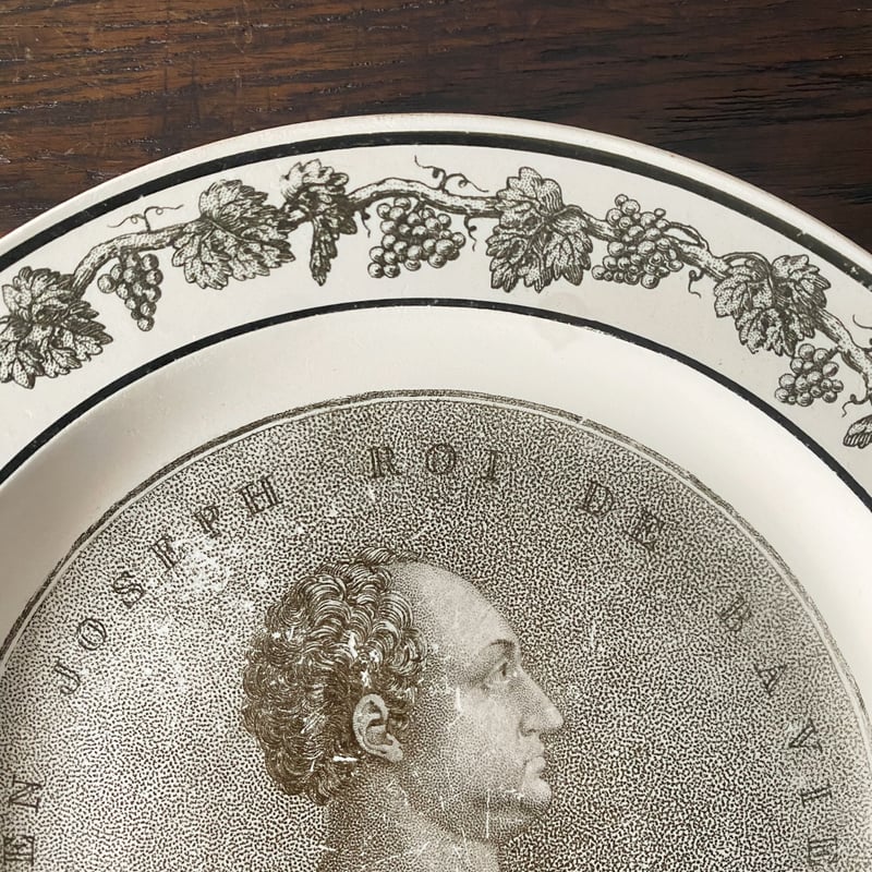 ファイアンスフィーヌ クレイユ 肖像 グリザイユ皿 バイエルン王