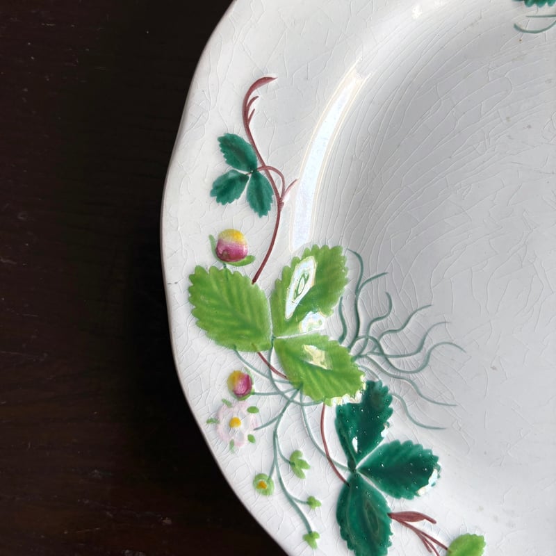 Creil&Montereau Fraise ジョルジュサンド 彩色 いちご レリーフ皿 平皿