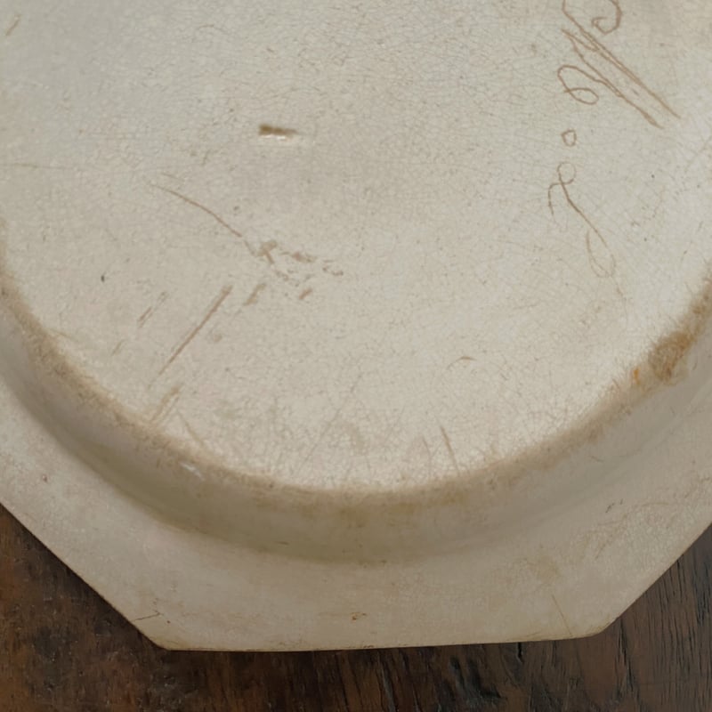 モントローMontereau オクトゴナル皿 グリザイユ アンティーク b