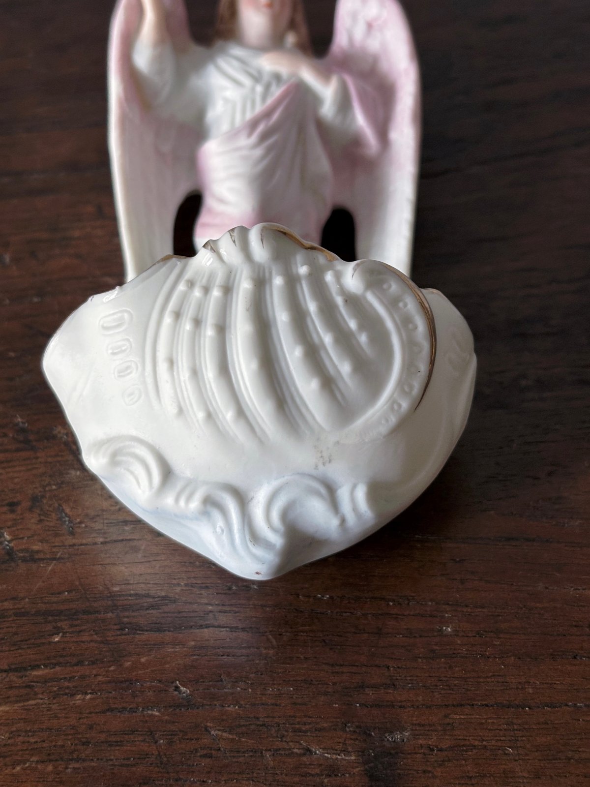 ビスク製 ベニティエ 聖水盤 ピンク フランス アンティーク 0502290