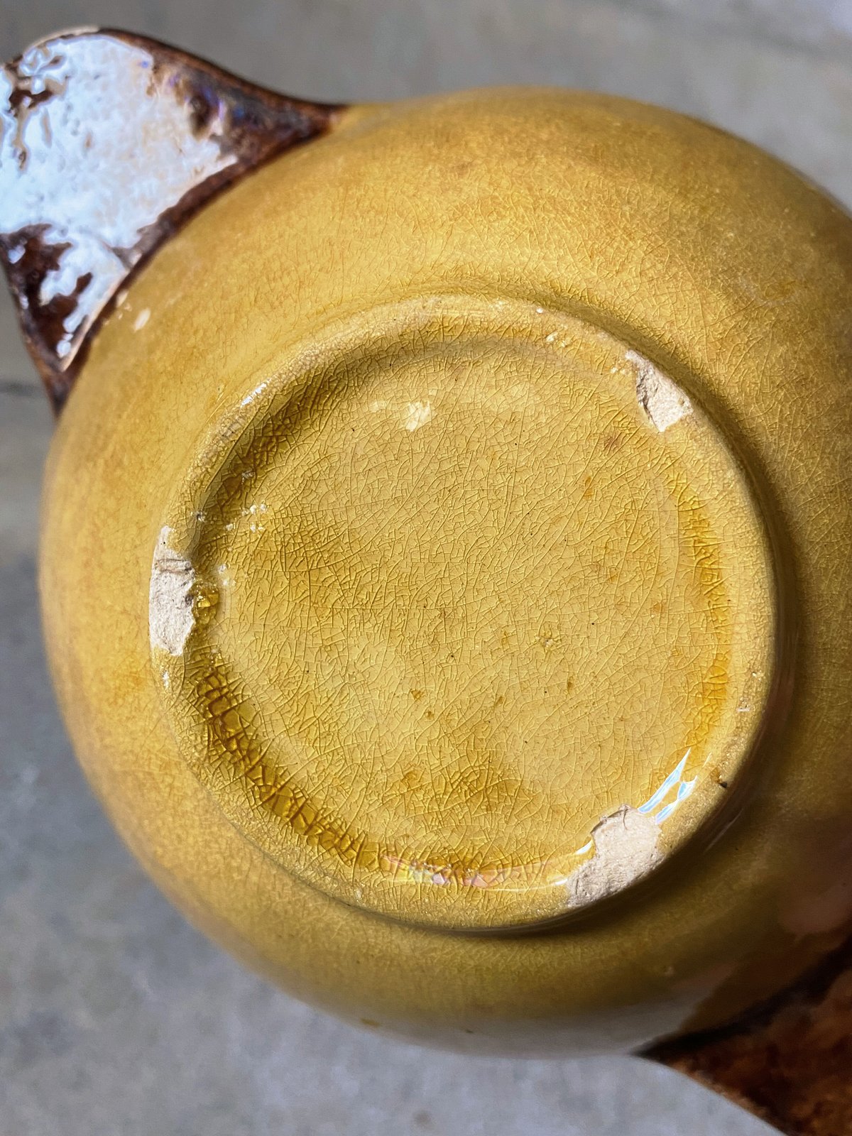 黄釉 耳付き ボウル 南仏 φ11.8cm h4.7cm アンティーク 0501157 | j 