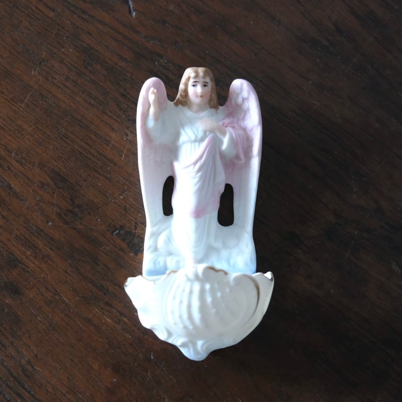 ビスク製 ベニティエ 聖水盤 ピンク フランス アンティーク 0502290