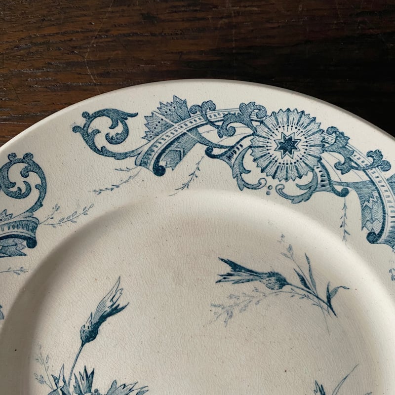 Creil montereau 矢車菊 手描き フランス アンティーク