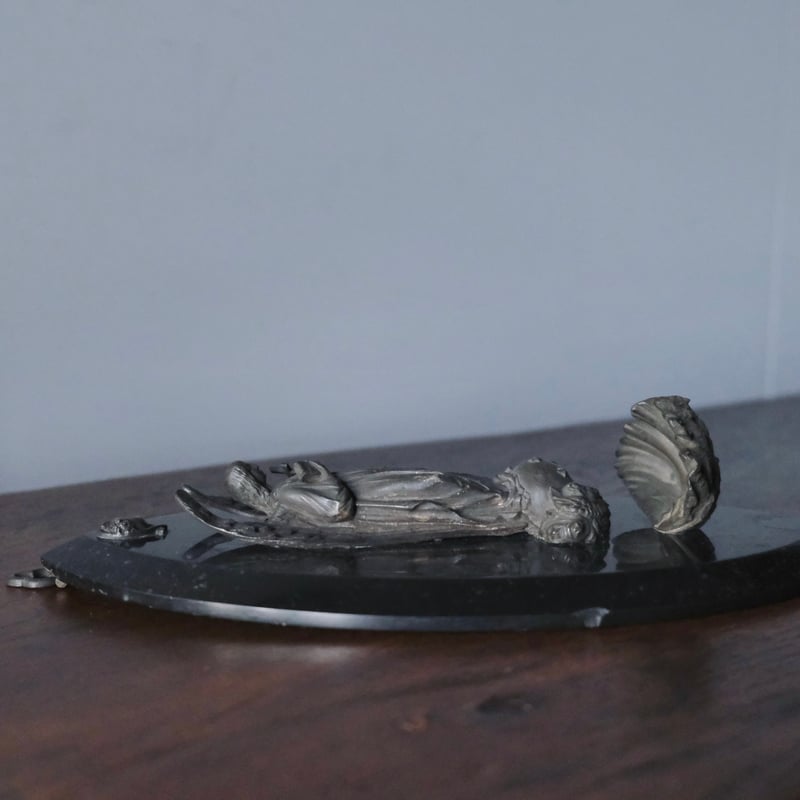 フランスアンティーク 大理石の聖水盤 ベニティエ ビスク製 天使 ベニティエ 聖水盤 h37cm フランス アンティーク