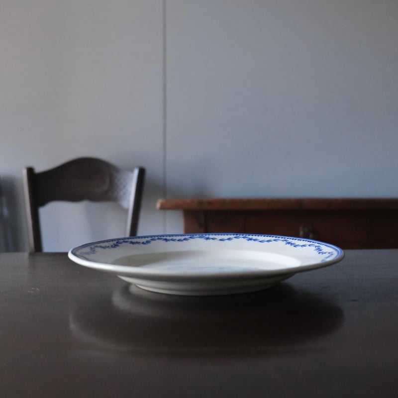 18世紀 tournai トゥルネー トルネイ 軟質磁器 平皿 ギルランド 青 φ24