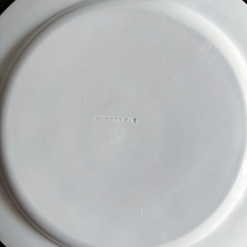 MONTEREAU モントロー シャンソン グリザイユ皿 平皿 ファイアンス