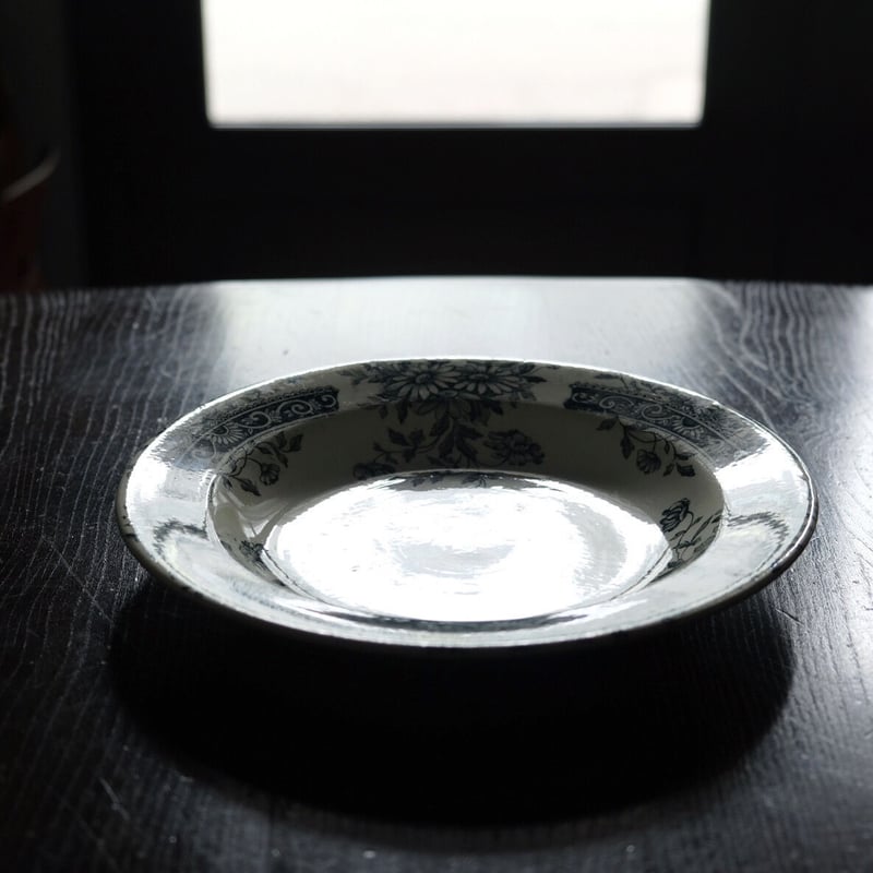 サラン窯　SALINS ラヴィエ　フランス　アンティーク　プレート　皿 サラン SALINS 深皿 リム皿 φ24.2cm フランス アンティーク a