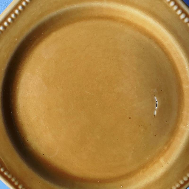 アンティーク  平皿 約25cm ピション PICHON 黄釉 オクトゴナル 平皿 ヴィンテージ 0501145