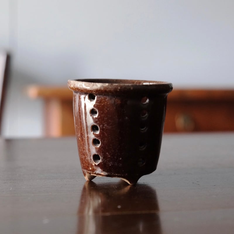 フランスアンティーク antique brocante フェセル 水切り 茶釉 小さな フェセル 水切り フランス アンティーク 0501640