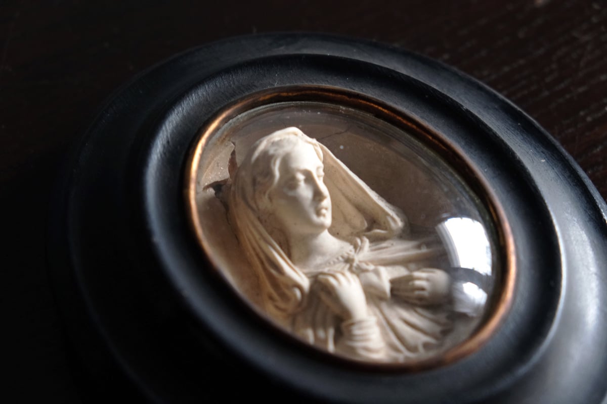 メダイヨン 聖母 マリア 額装品 フランス アンティーク 0501546