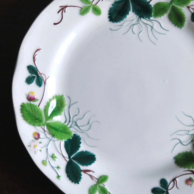 Creil&Montereau Fraise ジョルジュサンド 彩色 いちご レリーフ皿 平皿
