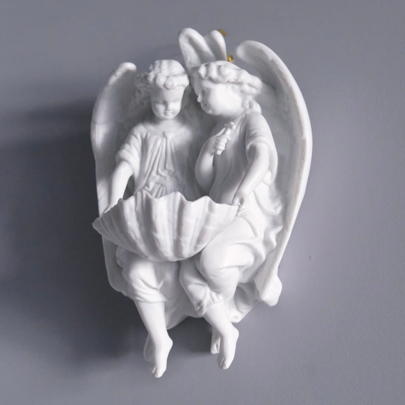 ビスク 二人 天使 ベニティエ 聖水盤 フランス アンティーク