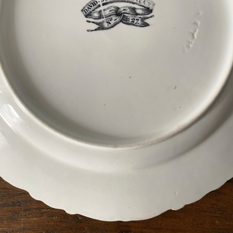 David Johnston&Cie ボルドー グリザイユ レリーフ 平皿 φ21.6cm