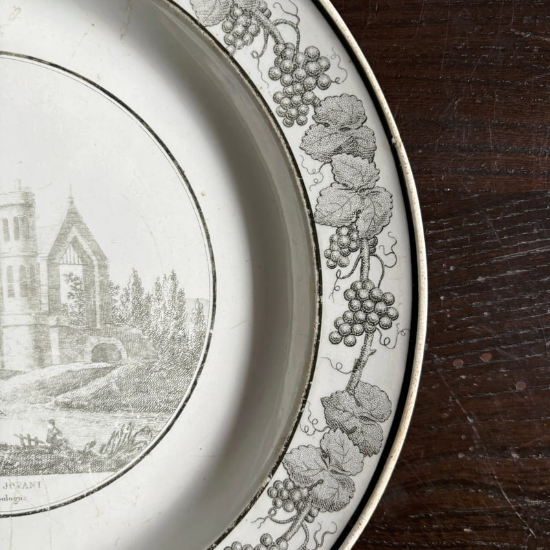 Creil クレイユ 刻印 グリザイユ 平皿 ディナー皿 ファ24.5cm フランス