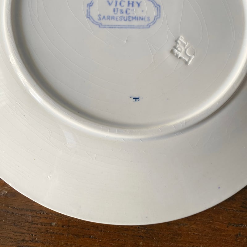 U&C SARREGUEMINES サルグミンヌ VICHY クローバー 平皿 リム皿 デザー