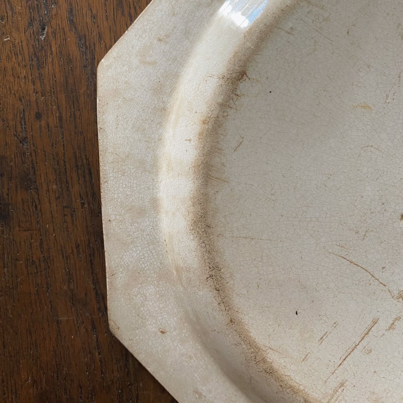 モントローMontereau オクトゴナル皿 グリザイユ アンティーク b