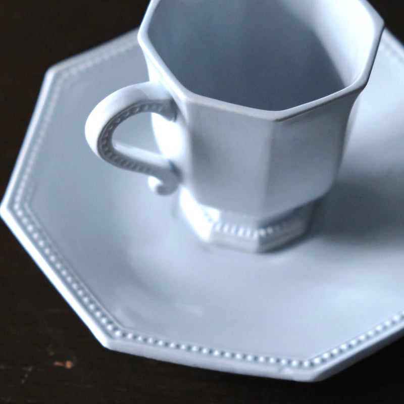 Creil&Montereau 水色 オクトゴナル カップ アンド ソーサー
