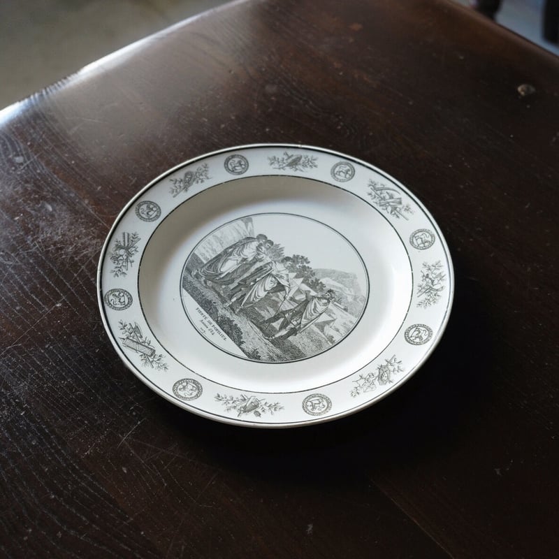 CREIL クレイユ グリザイユ 平皿 ディナー皿 φ24.5cm ファイアンス