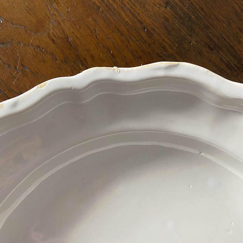 ムスティエ Moustiers 花リム 大皿 丸皿 φ31.6cm アンティーク 050151