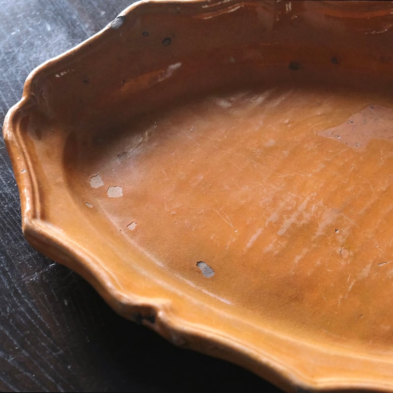 南仏 陶器 アプト apt の可能性 花リム オーバル皿 楕円皿 18世紀 44.5