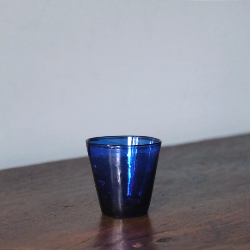 キャンドルグラス 青 h6.6cm フランス アンティーク 0502304 | jinen_a