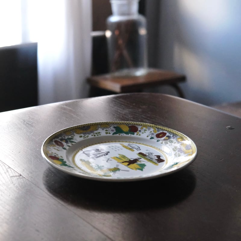 Choisy le roi ショワジールロワ なぞなぞ 彩色 グリザイユ 平皿 φ20.7c