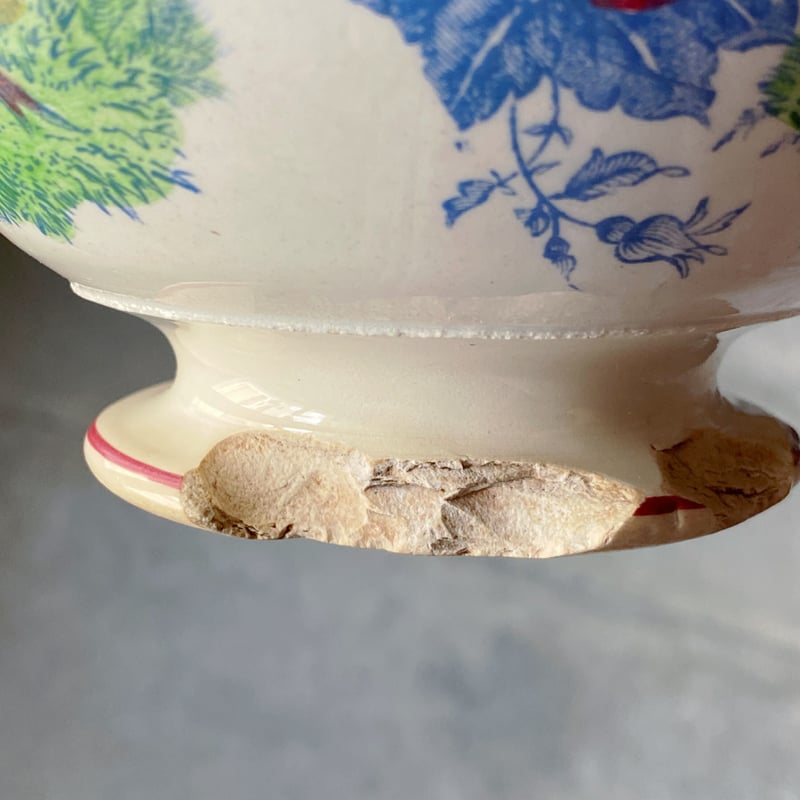 サルグミンヌ SARREGUEMINES カフェオレ ボウル 雉 青 フランス サルグミンヌ SARREGUEMINES カフェオレ ボウル 雉 青 フランス
