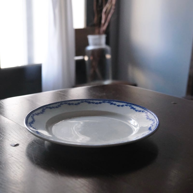 18世紀 tournai トゥルネー トルネイ 軟質磁器 平皿 ギルランド 青 φ24