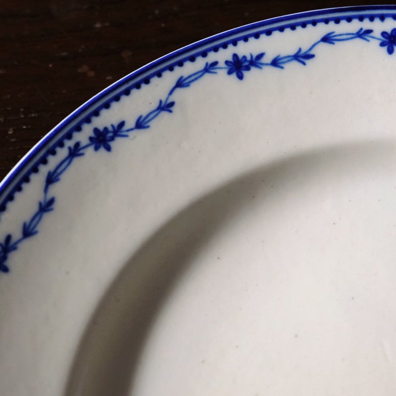 18世紀 トルネイtournai トゥルネー 軟質磁器 φ24cm リム皿 青