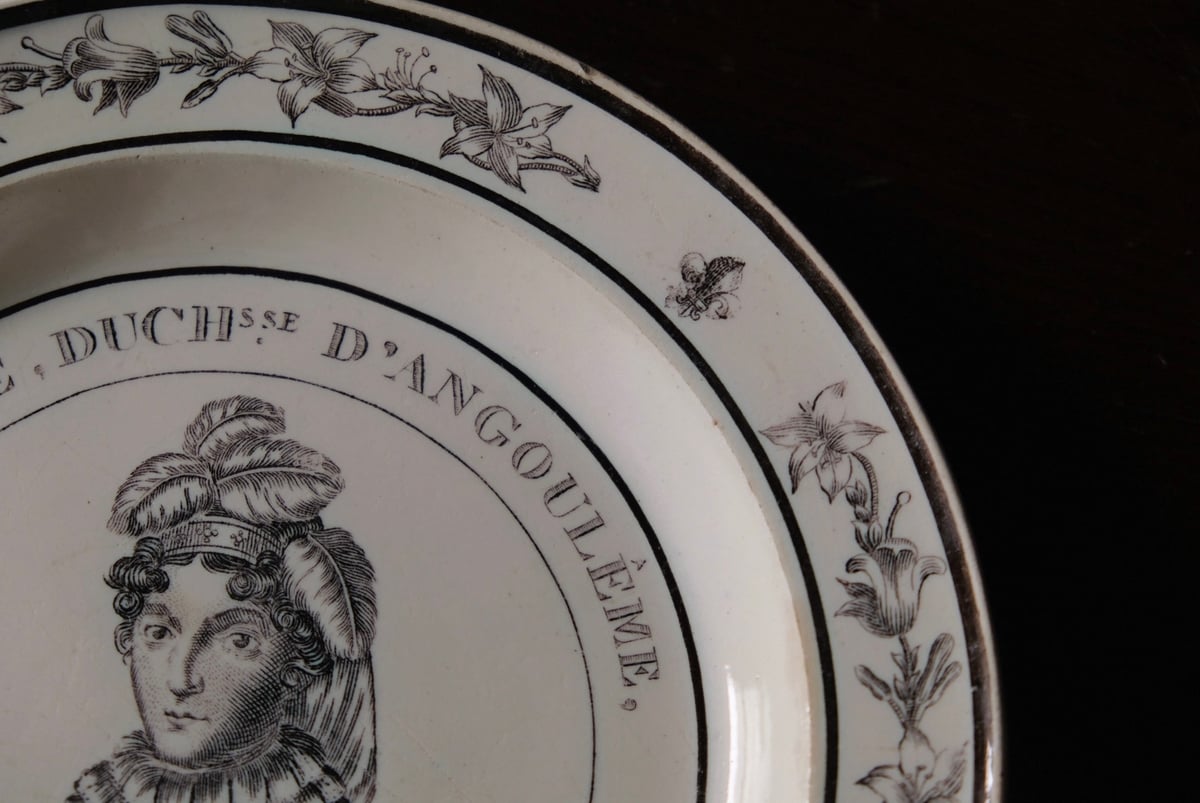 Choisy le Roi ショワジールロワ 肖像 グリザイユ皿 フランス王族 φ21