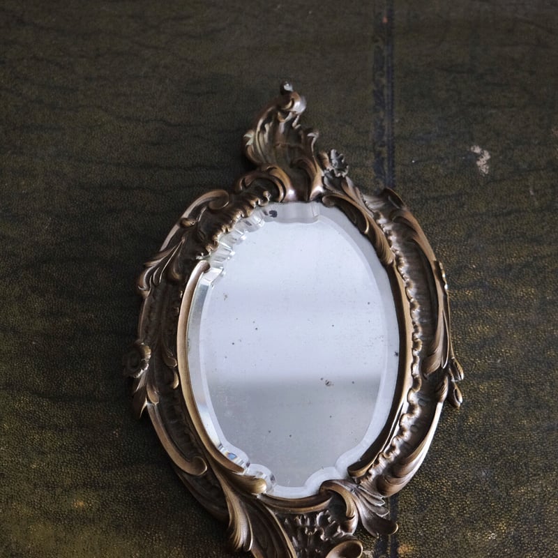 手鏡 ミラー ロカイユ装飾 アンティーク 050044 | jinen_antique