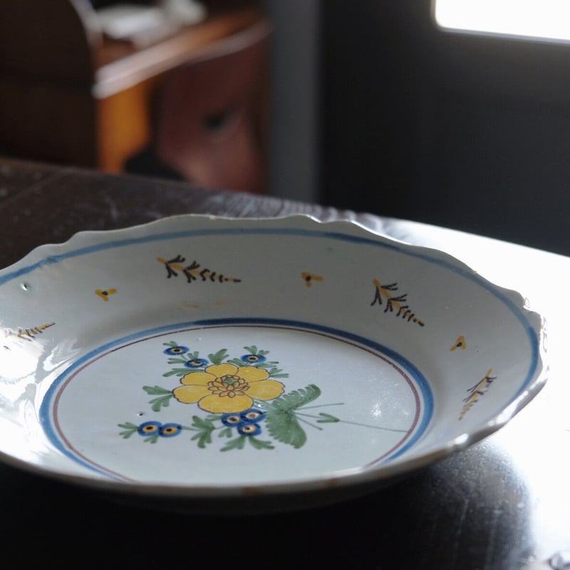 ヌヴェール Nevers リム皿 φ22.8cm アンティーク 0501106 | jinen