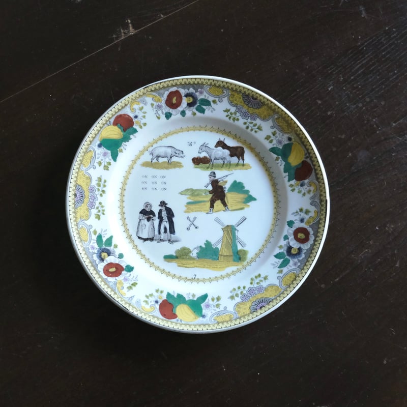 Choisy le roi ショワジールロワ なぞなぞ 彩色 グリザイユ 平皿 φ20.7c