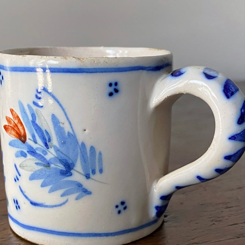 カンペール焼 デミタス カップ アンド ソーサー アンティーク 0501746