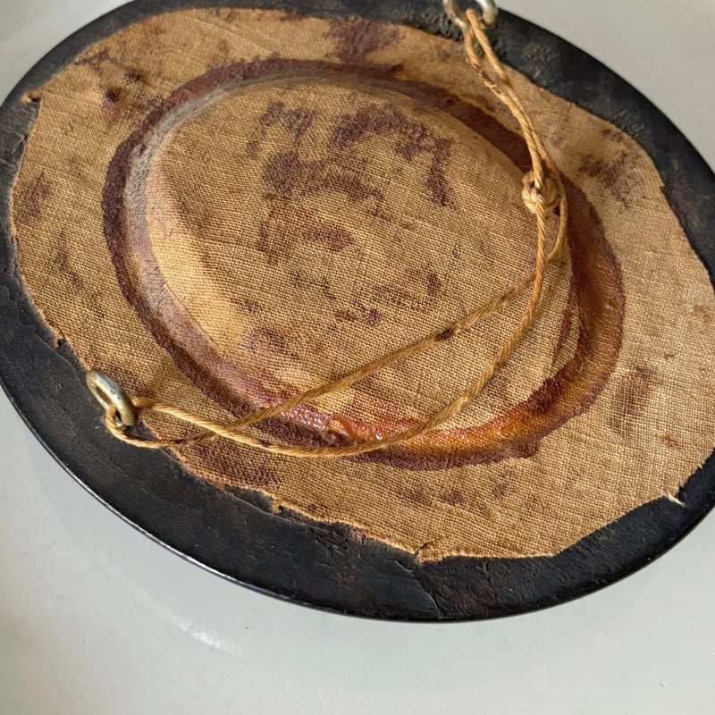 19世紀 聖母子と洗礼者ヨハネ メダイヨン 額装品 h14.5cm フランス