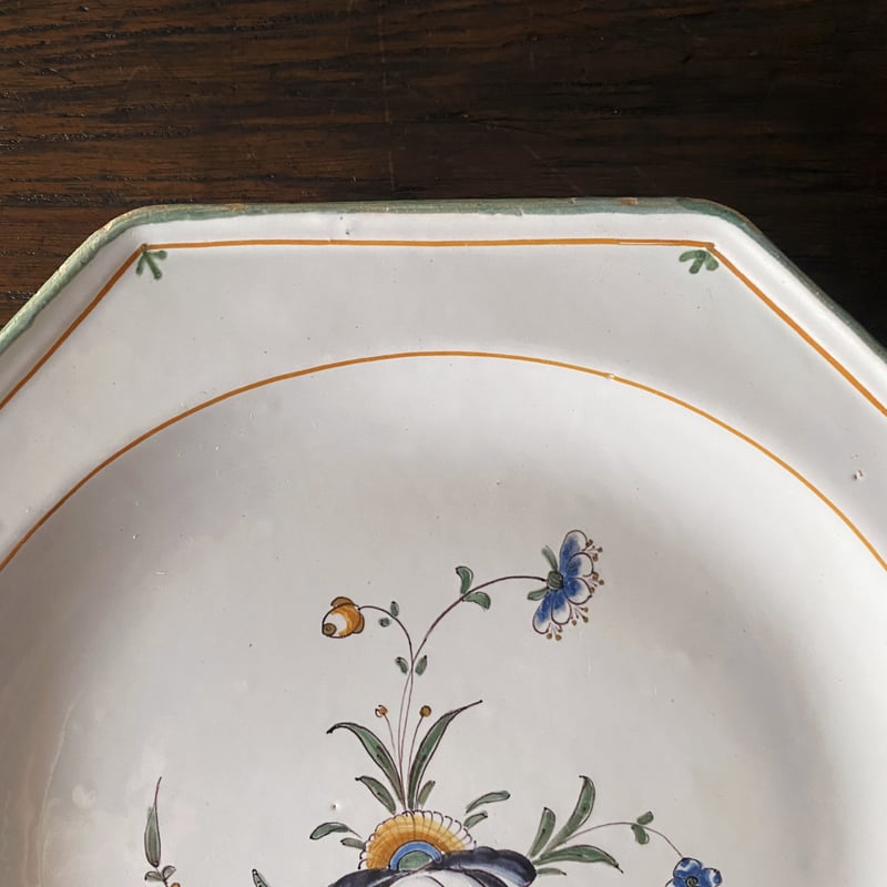 18世紀末 Martres Tolosane マルトル・トロザーヌ オクトゴナル 花絵皿