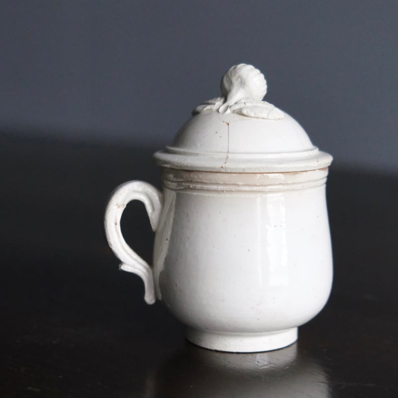 セール！ファイアンスフィーヌ　クリームポット　アンティーク　フランス 窯不明 ファイアンスフィーヌ クリームポット フランス