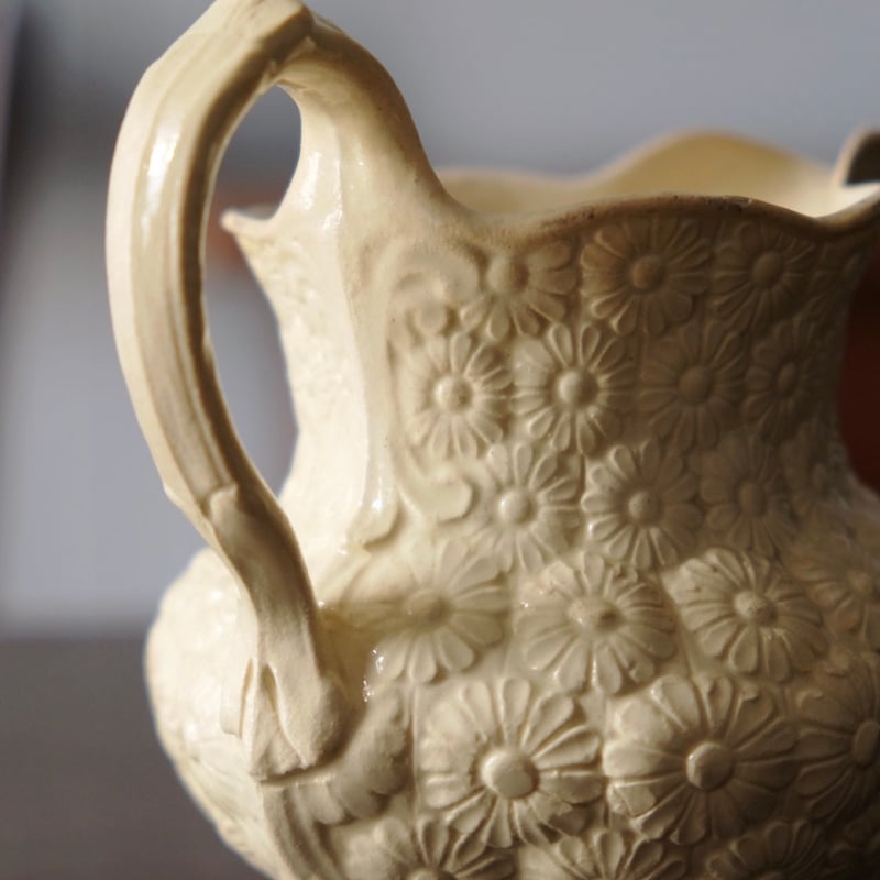 レア・希少】ボルドー窯 マーガレットレリーフ蓋付きピシェ フランス