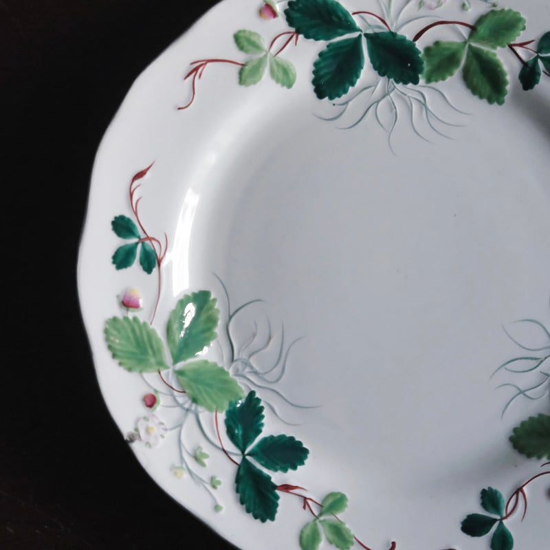 Creil&Montereau Fraise ジョルジュサンド 彩色 いちご レリーフ皿 平皿