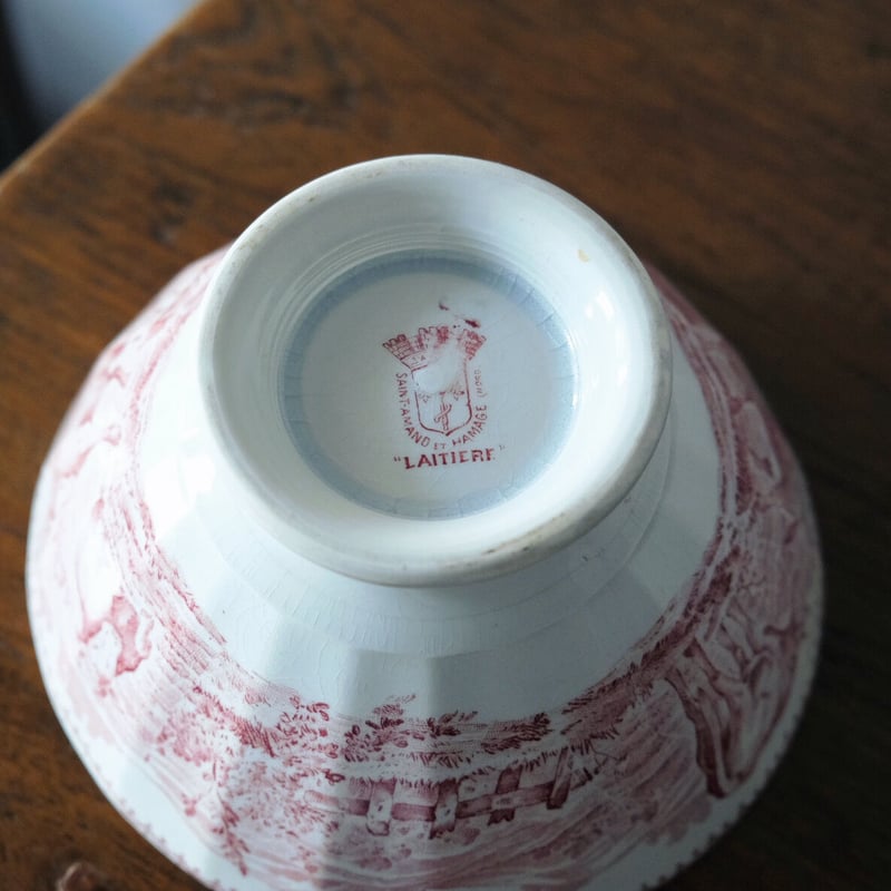 希少カロット型2枚◆サンタマンガーランド柄深皿ムスティエカフェオレボウルレリーフ アンティーク カフェオレボウル モロッコ グリーン 月と星