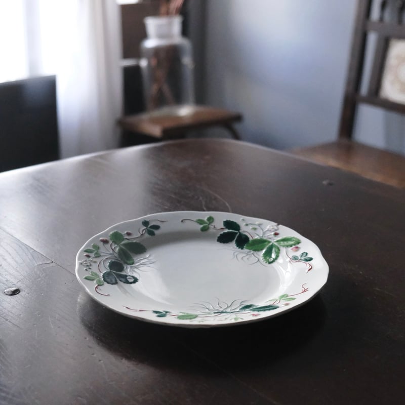 Creil&Montereau Fraise ジョルジュサンド 彩色 いちご レリーフ皿 平皿