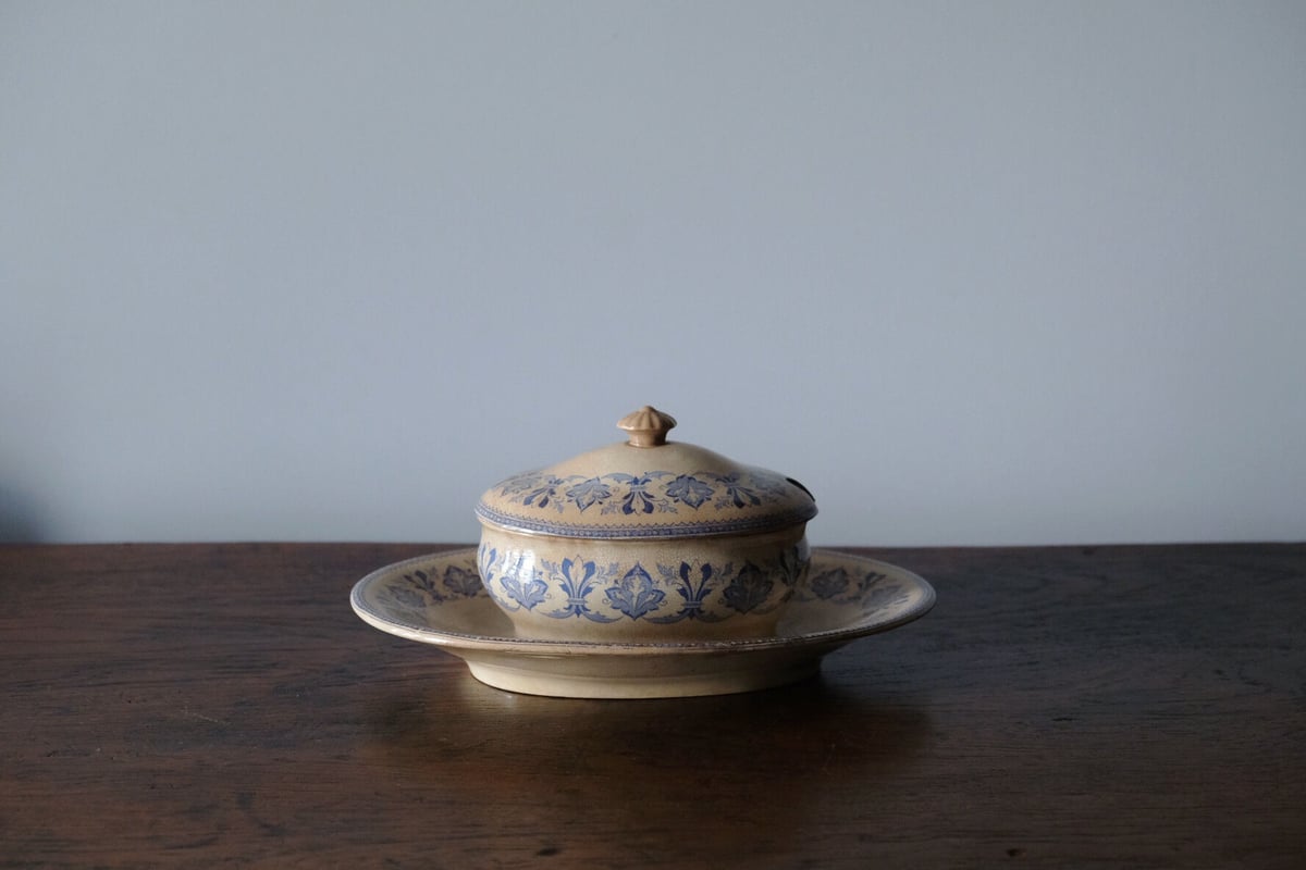 希少美品ジアンアザミ蓋付きソーシエールフランスアンティーク