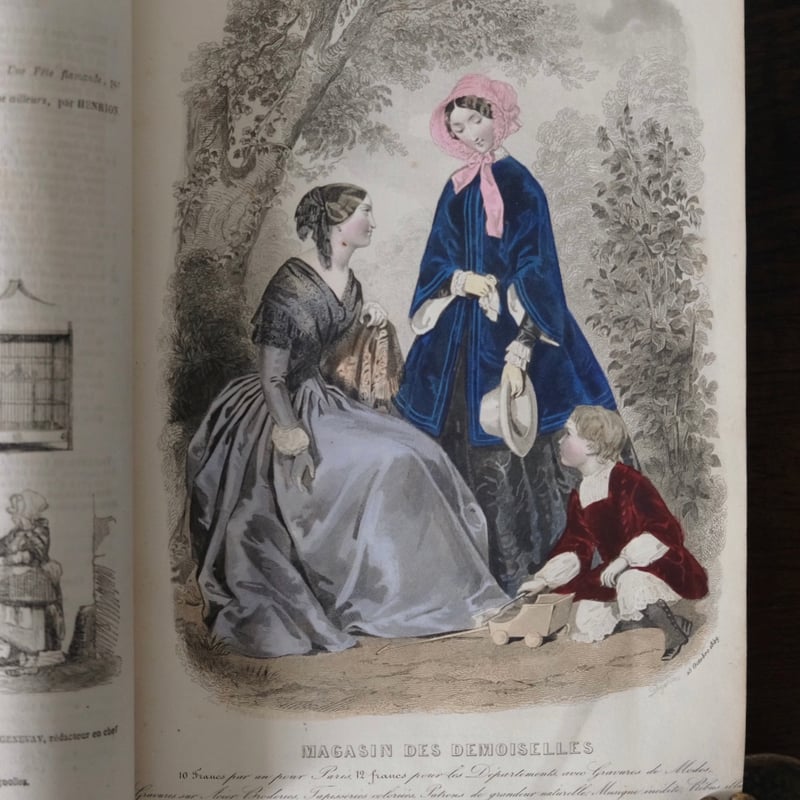 古書 彩色モード版画付 本 Magasin des Demoiselles 1849-50年 古書 彩色モード版画付 本 Magasin des Demoiselles 1849-50年