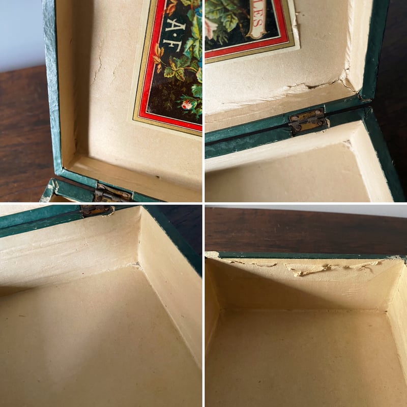 木箱 糸箱 小物入れ 箱 薔薇 ブーケ フランス アンティーク