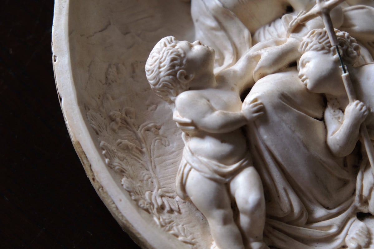 Dフランスアンティーク 繊細・精巧なメダイヨン 美しい二人の天使